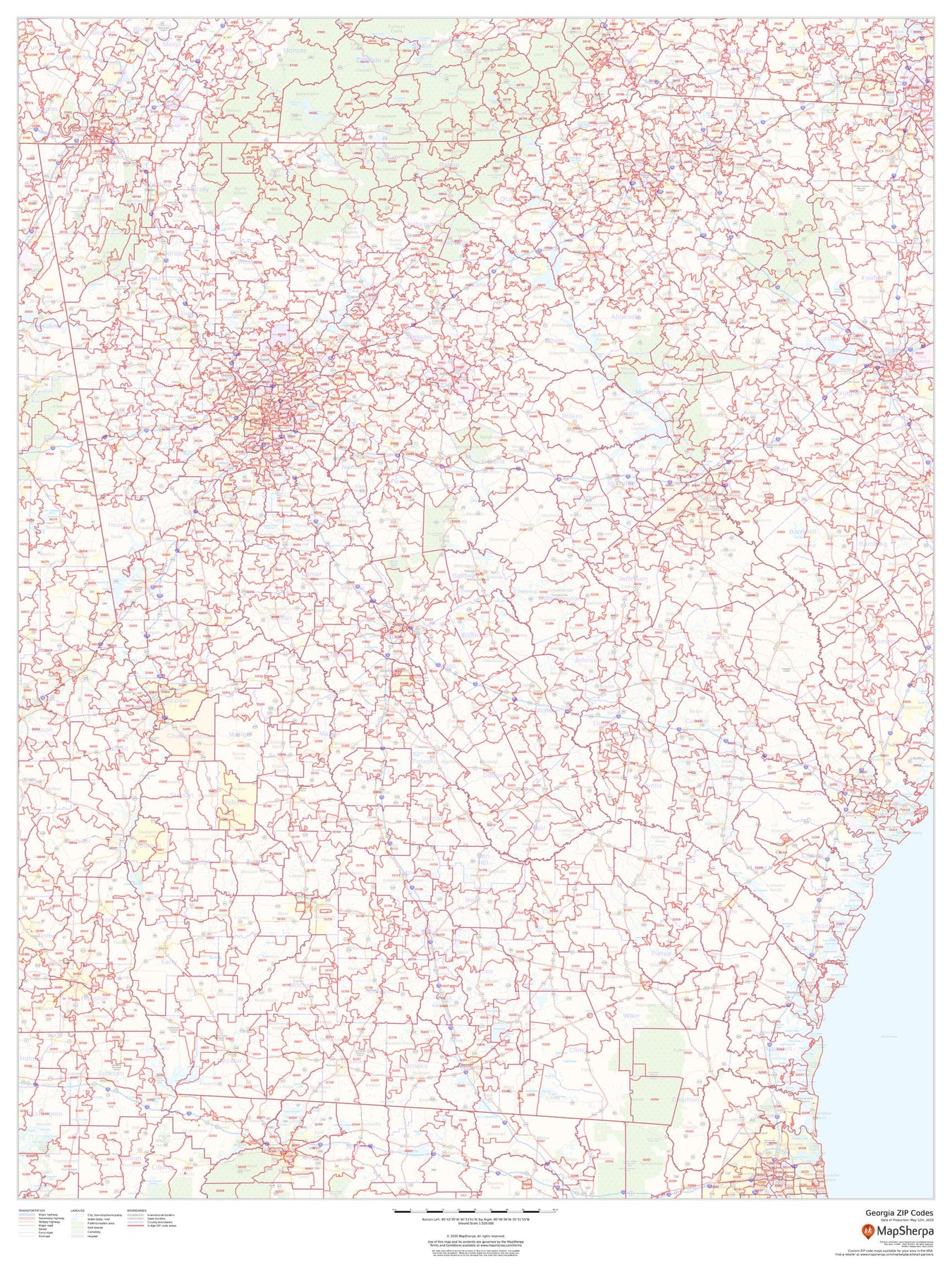 Printable Georgia Zip Code Map