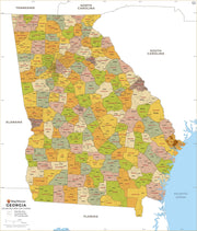 Georgia Zip Code Map with Counties