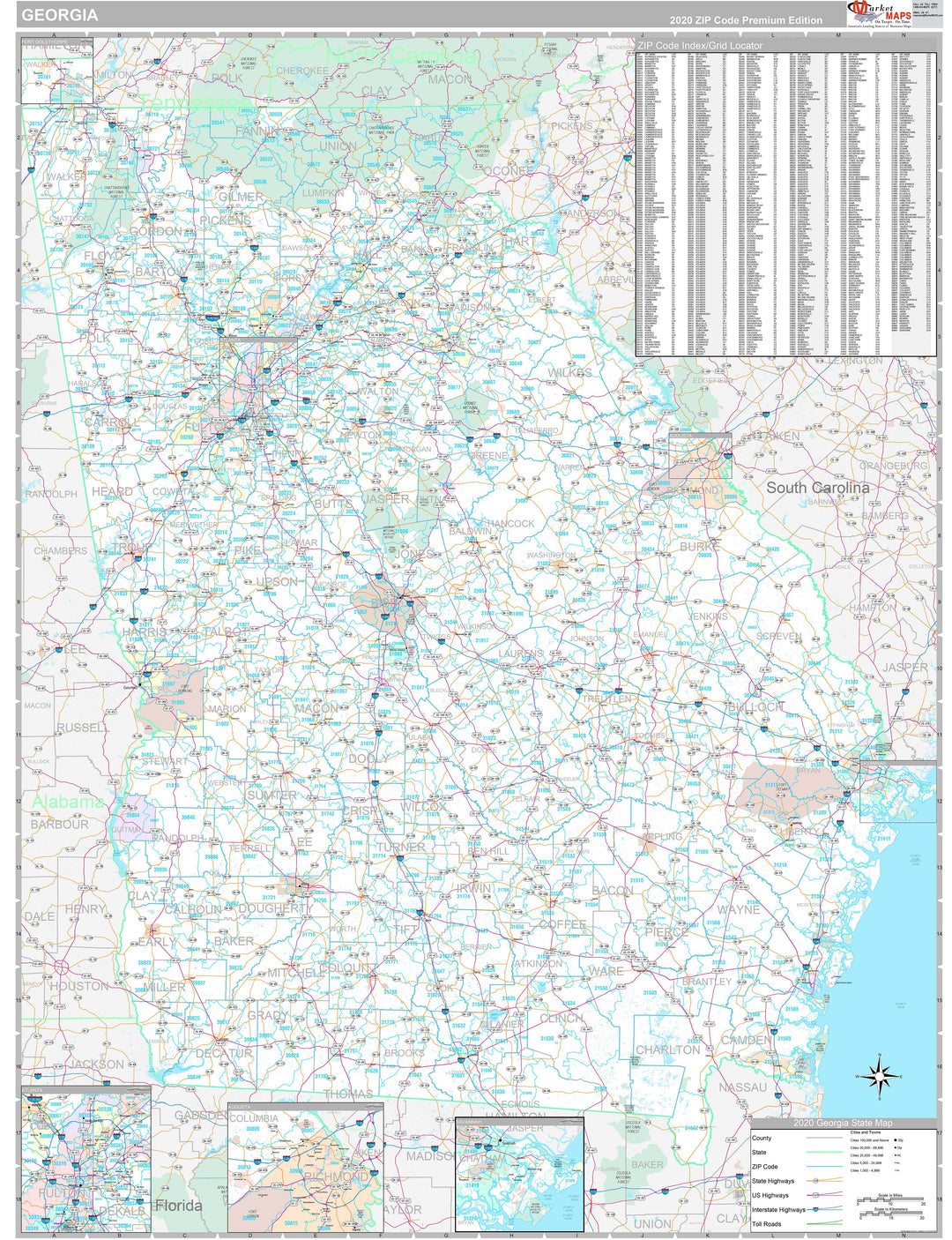Premium Style Wall Map of Georgia