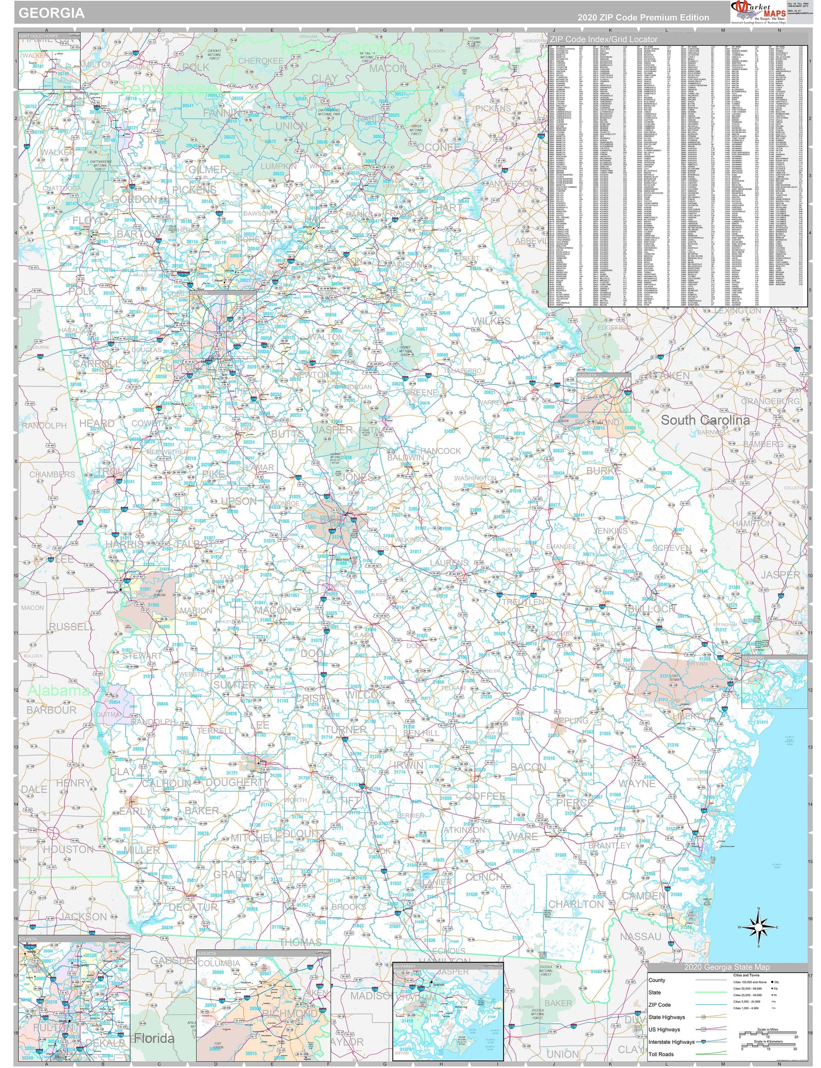 Premium Style Wall Map of Georgia