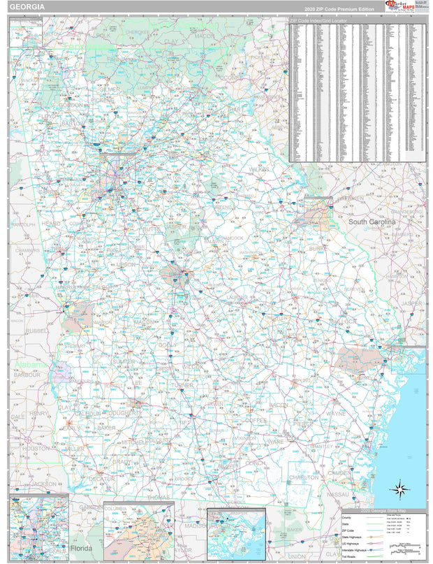 Premium Style Wall Map of Georgia by Market Maps