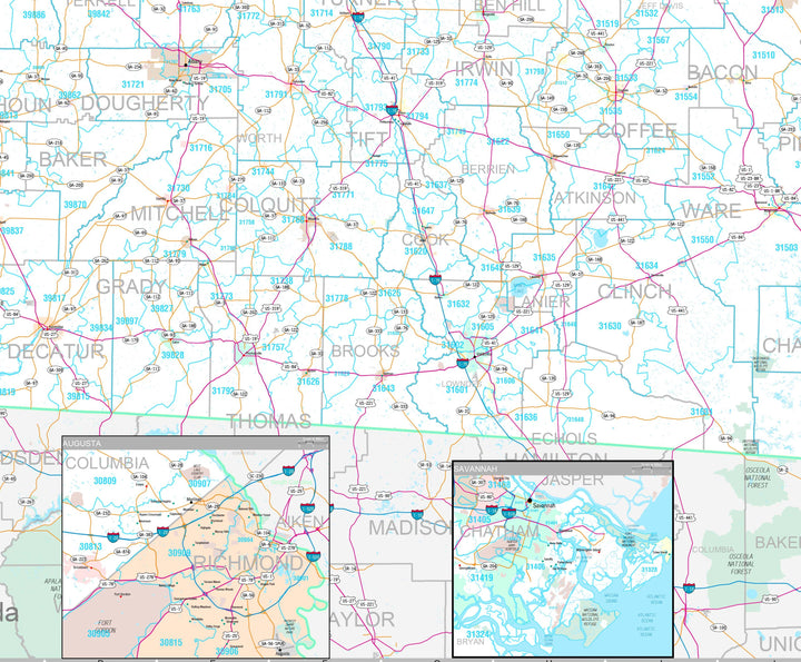Premium Style Wall Map of Georgia