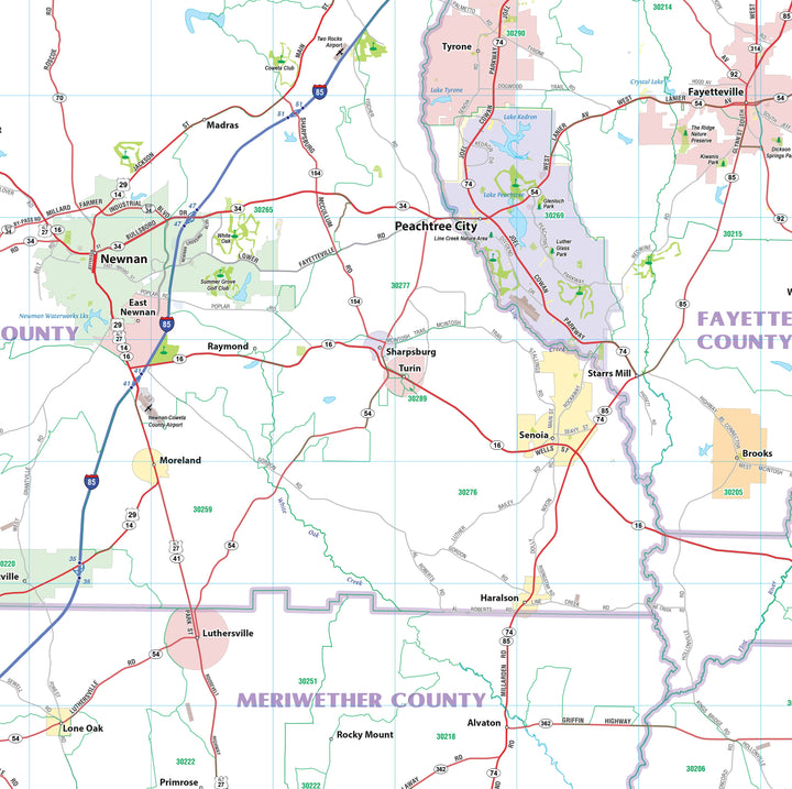 Greater Atlanta Regional Area Major Arterial Wall Map