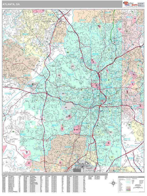 Premium Style Wall Map of Atlanta by Market Maps