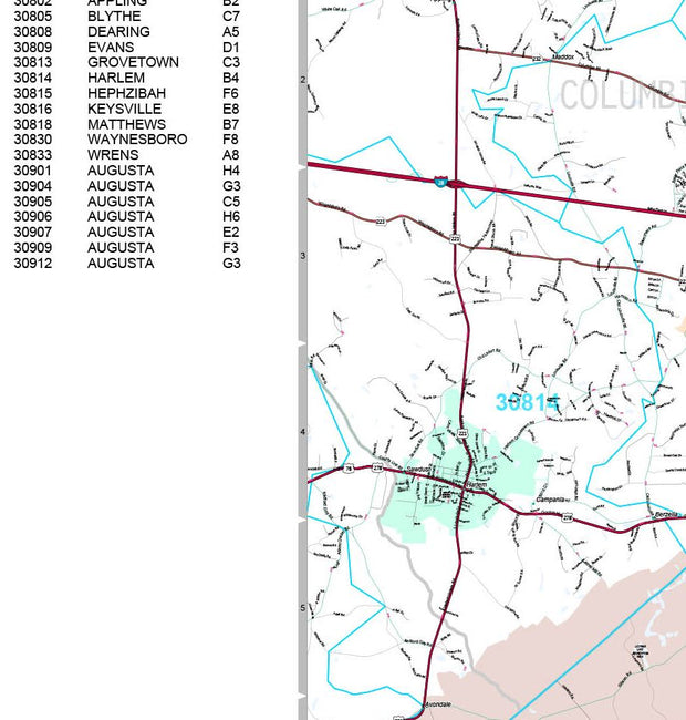 Premium Style Wall Map of Augusta, GA by Market Maps