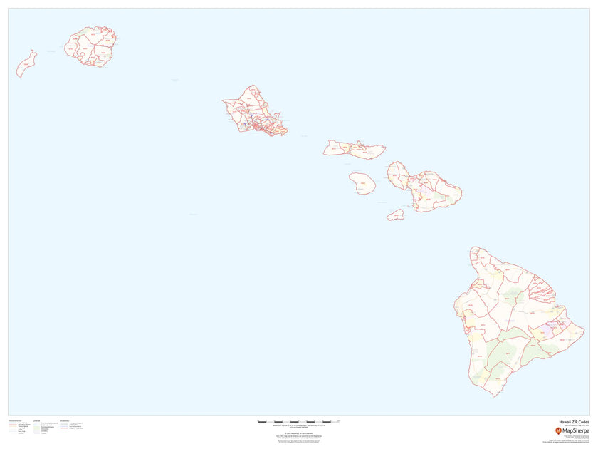 Hawaii Zip Code Map American Map Store