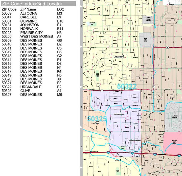 Premium Style Wall Map of Des Moines, IA by Market Maps