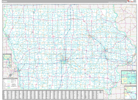 Map Olwa Premium Style Wall Map of Iowa – American Map Store