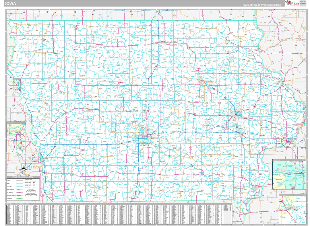 Premium Style Wall Map of Iowa