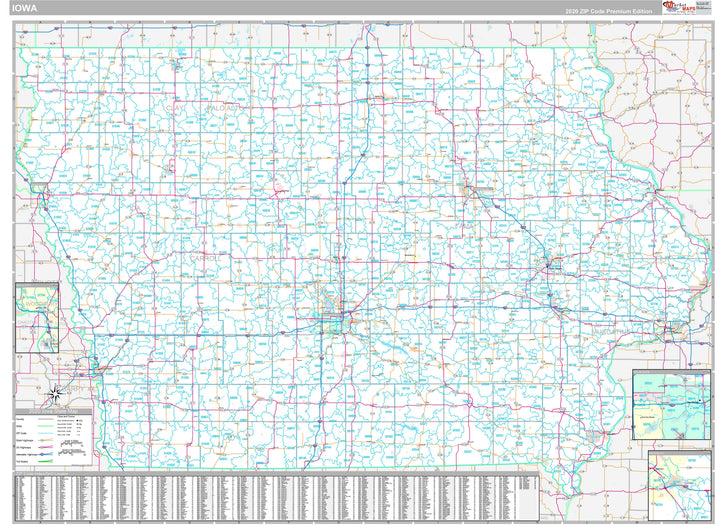 Premium Style Wall Map of Iowa