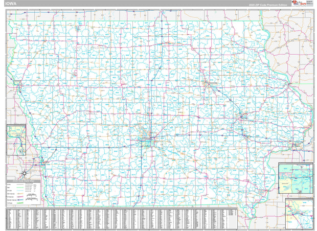 Premium Style Wall Map of Iowa by Market Maps