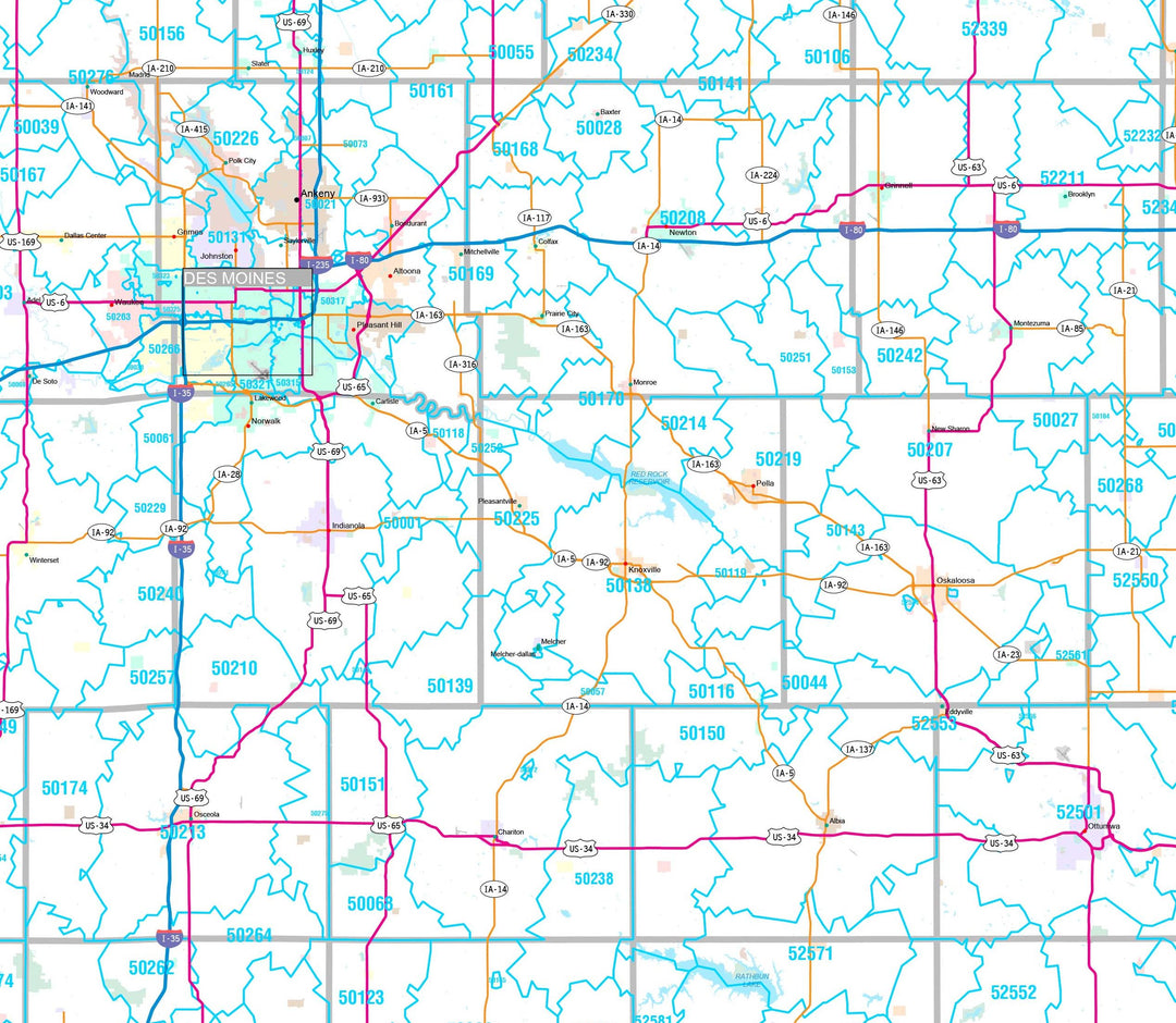 Premium Style Wall Map of Iowa
