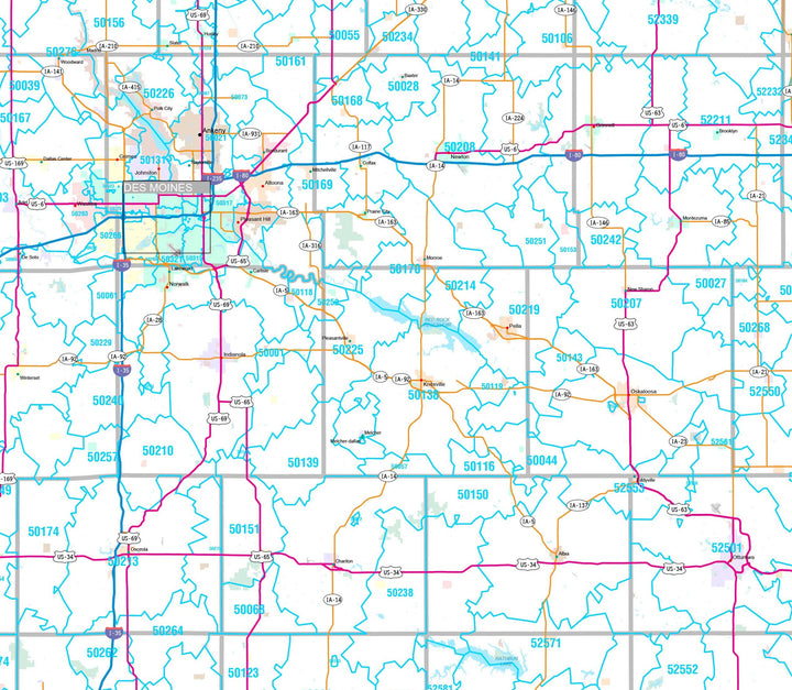Premium Style Wall Map of Iowa