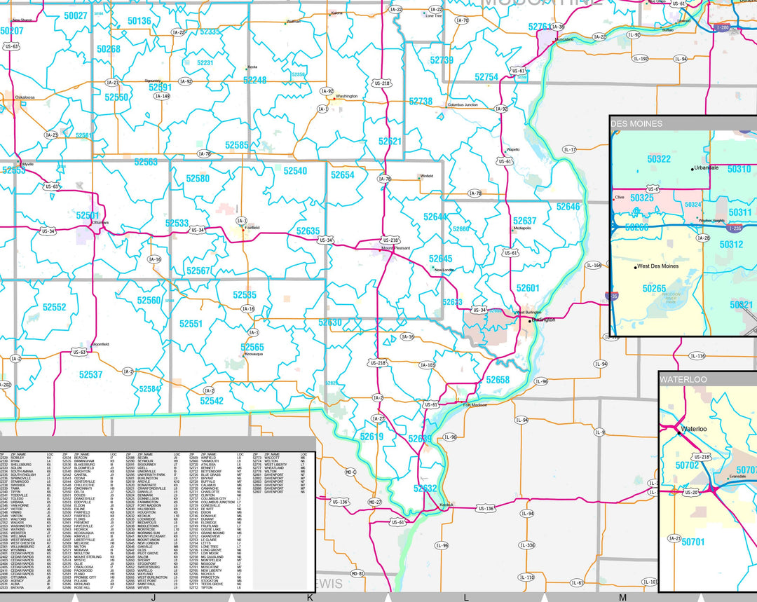 Premium Style Wall Map of Iowa