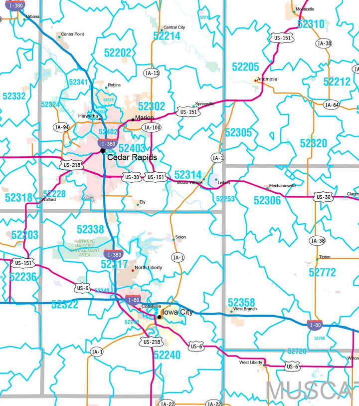Premium Style Wall Map of Iowa