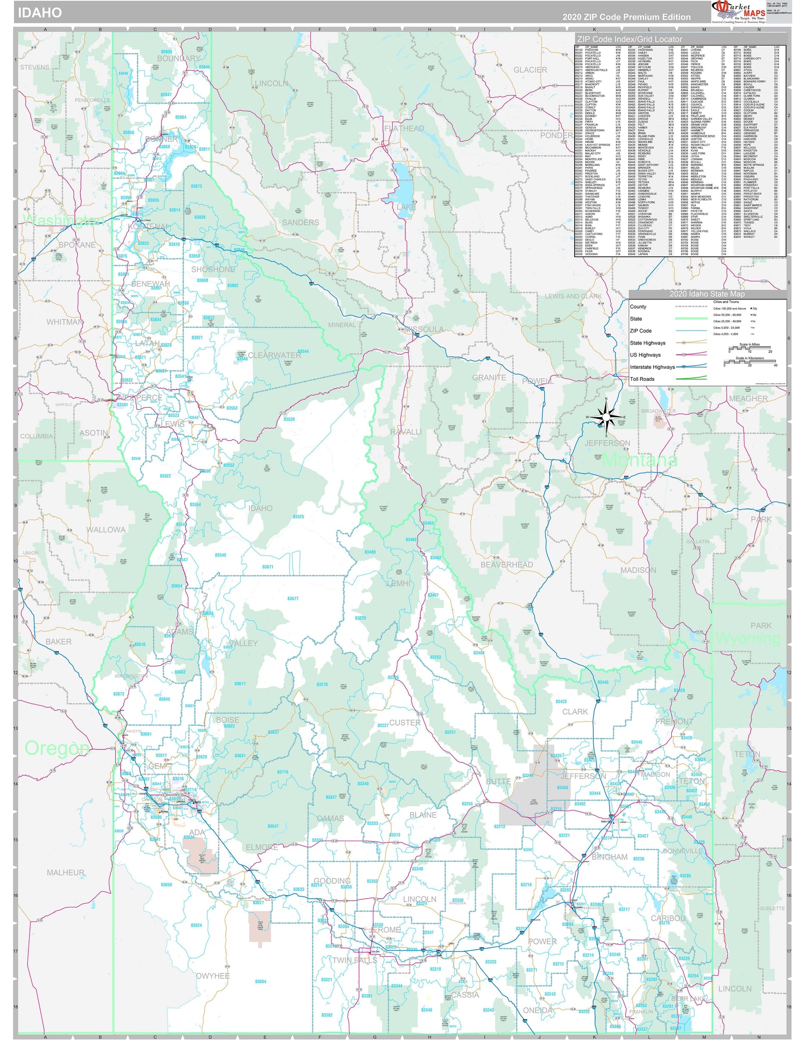 Premium Style Wall Map of Idaho