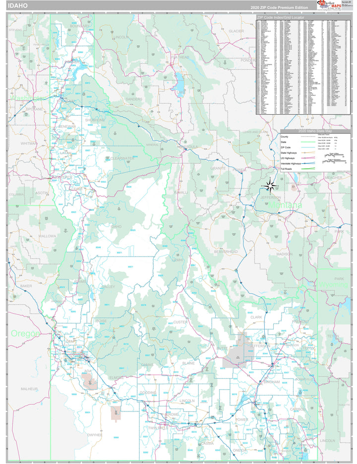 Premium Style Wall Map of Idaho