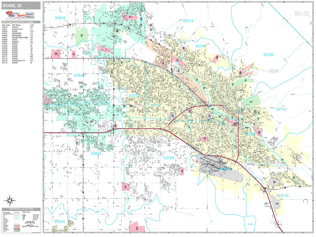 Premium Style Wall Map of Boise, ID by Market Maps