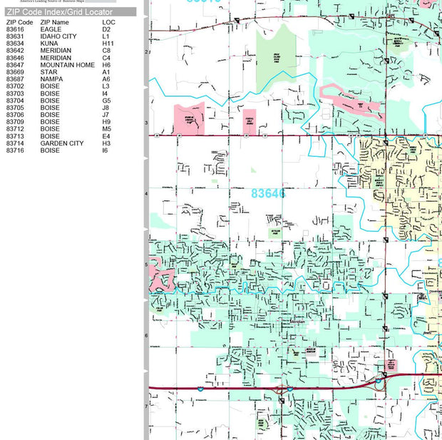 Premium Style Wall Map of Boise, ID by Market Maps