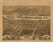 Bird's eye view of Batavia, Illinois by A. Ruger, 1869