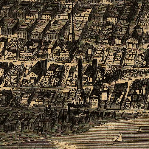 Bird's-eye-view of Chicago as it was before the great fire by Theodore R. Davis, 1871