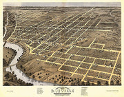 Bird's eye view of Danville, Illinois by A. Ruger, 1869