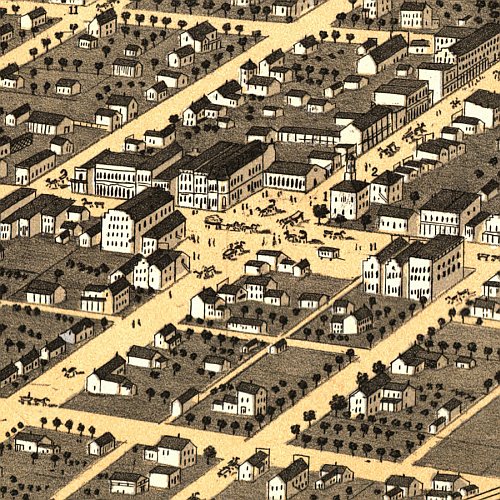 Bird's eye view of Danville, Illinois by A. Ruger, 1869