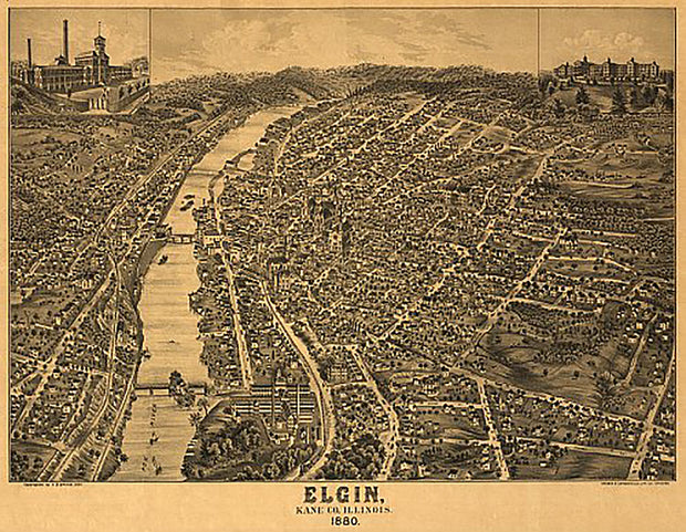 Elgin, Illinois by A. B. Upham, 1880