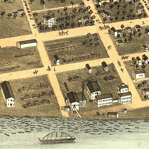 Bird's eye view of Moline, Illinois by A. Ruger, 1869