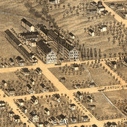 Bird's eye view of Naperville, Illinois by A. Ruger, 1869