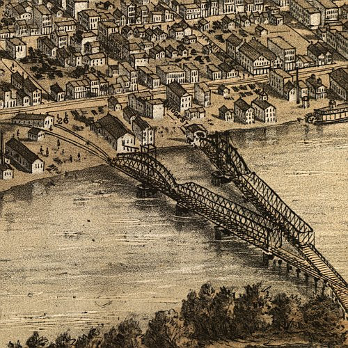 Bird's eye view of Peoria, Illinois by A. Ruger, 1867