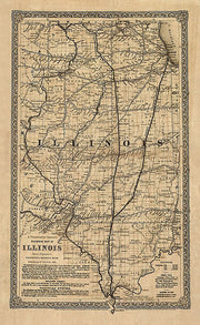 Colton's Railroad Map of Illinois, 1861