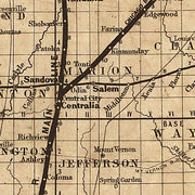 Colton's Railroad Map of Illinois, 1861