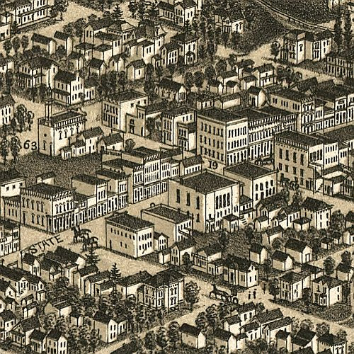 Bird's eye view of Rockford, Illinois by Beck & Pauli, 1880