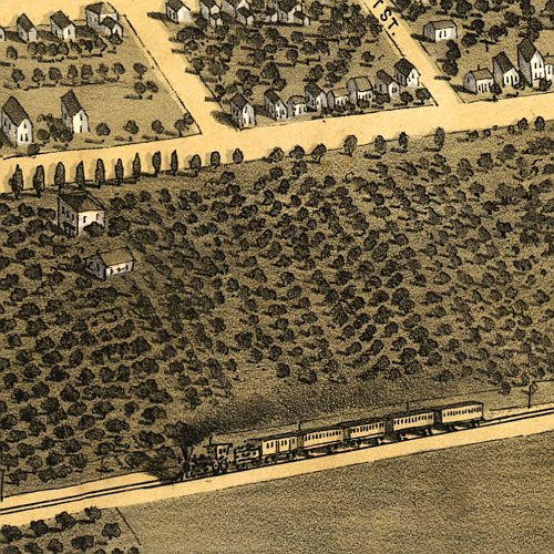 Bird's eye view of Springfield, Illinois by A. Ruger, 1867