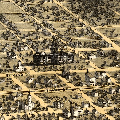 Bird's eye view of Springfield, Illinois by A. Ruger, 1867