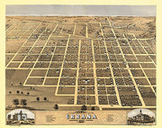 Bird's eye view of Urbana, Illinois by A. Ruger, 1869