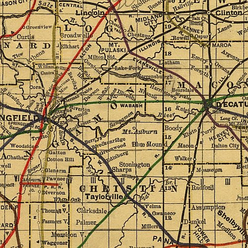 Railroad Map of Illinois by Rand McNally and Company, 1898