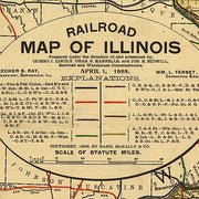 Railroad Map of Illinois by Rand McNally and Company, 1898