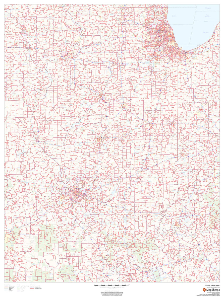 Illinois Zip Code Map – American Map Store