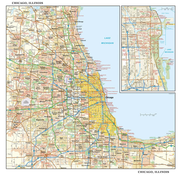 Chicago Major Arterial Wall Map
