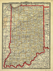 Cram's Township and Rail Road Map of Indiana, 1888