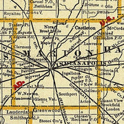 Cram's Township and Rail Road Map of Indiana, 1888