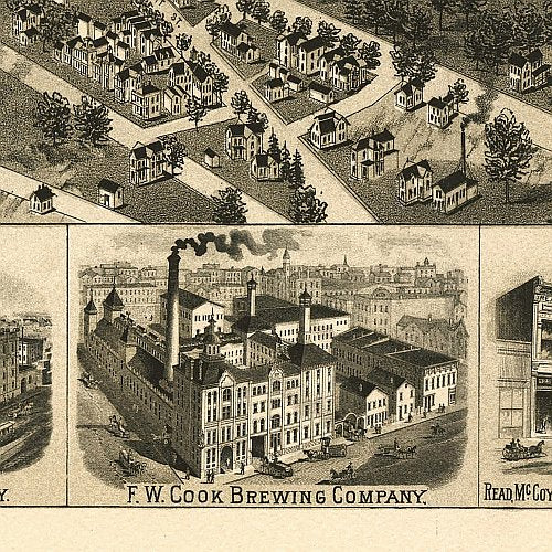 Perspective map of the city of Evansville, Indiana by Henry Wellge, 1888