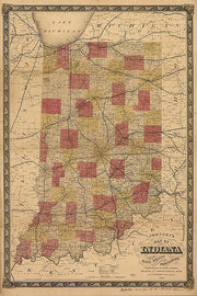 Johnson's map of Indiana, 1858