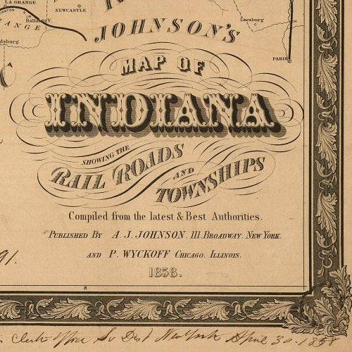 Johnson's map of Indiana, 1858