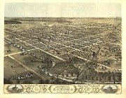 Birds eye view of the city of Kokomo, Indiana by A. Ruger, 1868