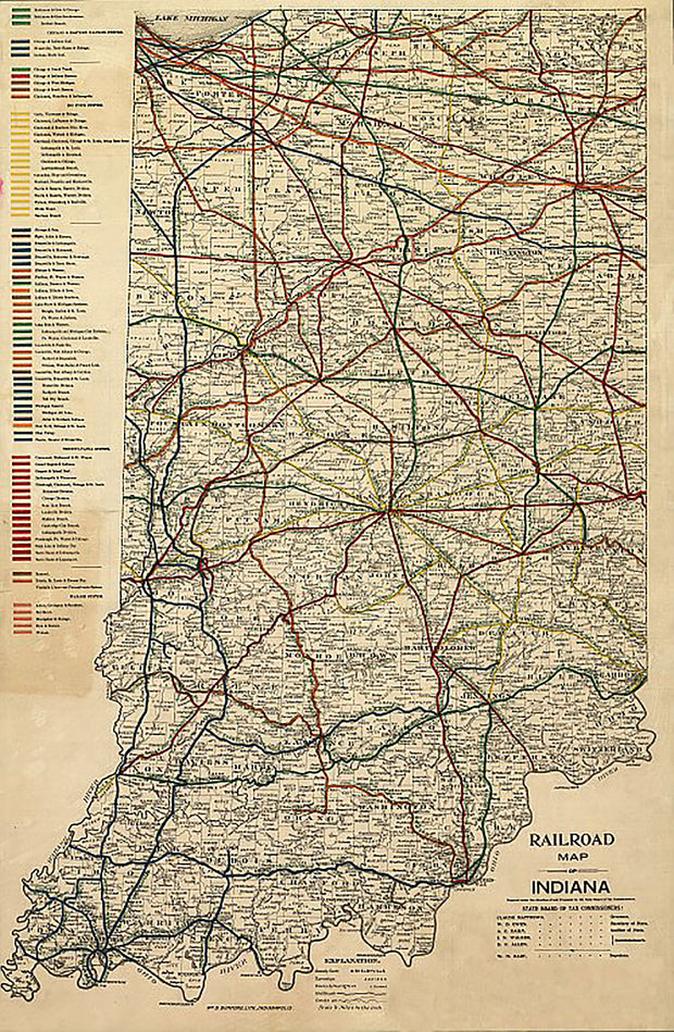 Railroad Map of Indiana, 1896