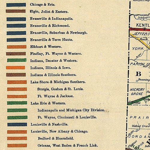 Railroad Map of Indiana, 1896