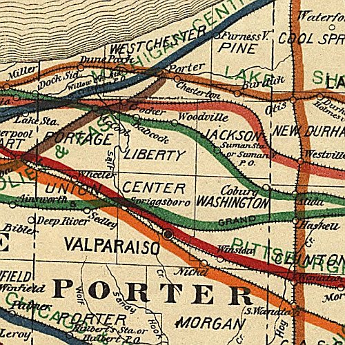 Railroad Map of Indiana, 1896